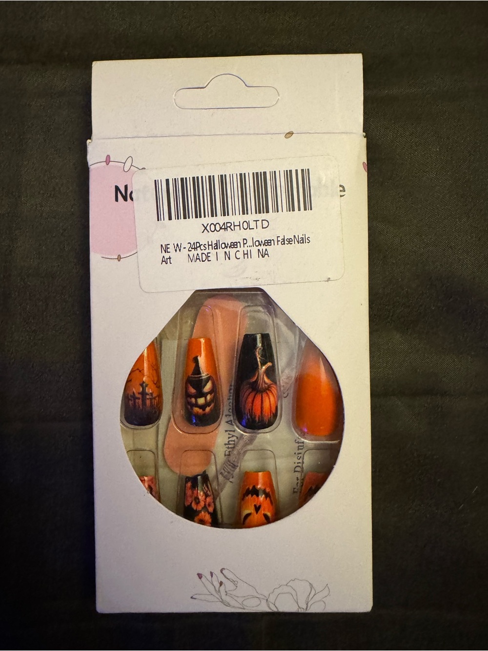 Halloween Orange & Black False Nail Set - 24 Pack